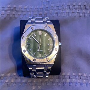 Silver and Green Quartz Watch
